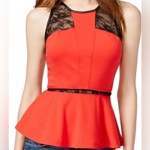 NWT Guess Sleeveless Lace Peplum Top